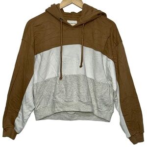 Abercrombie & Fitch Soft AF Collection Gray White Brown Colorblock Hoodie Size M